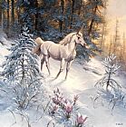 Forest Paintings - forest snowfall by Unknown Artist